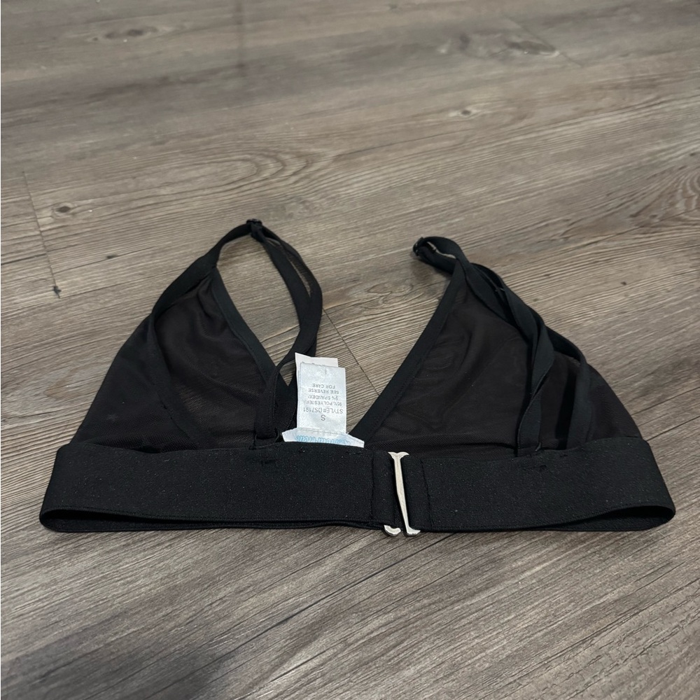 Black Sheer Triangle Bralette - Picture 2 of 7